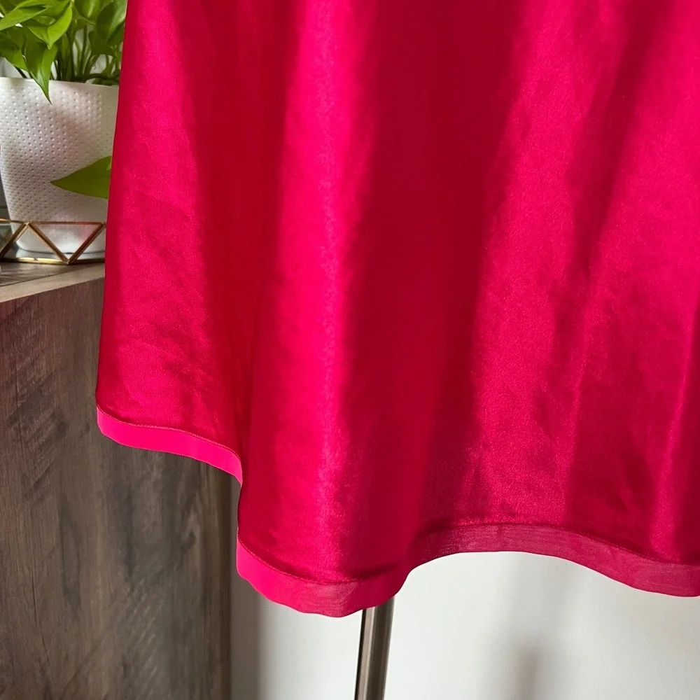 Pink Satin Embroidered Lace Mini Slip Dress Coquette‎ Romantic Lingerie Boudoir